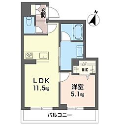 KS-II与野本町 1LDKの間取図画像