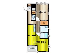 Blannoir 1LDKの間取図画像