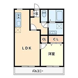 WADAビル11 1LDKの間取図画像