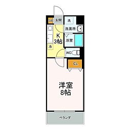 アーベント 1Kの間取図画像