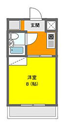 ディユラヴィーヌ 1Kの間取図画像