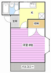 スペース8 1Kの間取図画像