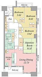 ブライトタウン上島 13階4LDKの間取り