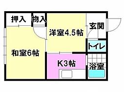 コーポリバーサイドW 2Kの間取図画像