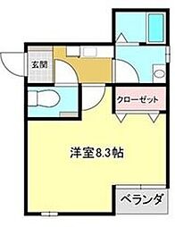 クレフラスト和田町 1Kの間取図画像