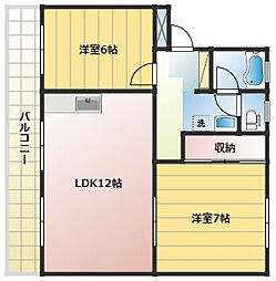 ボヌール早出 2LDKの間取図画像