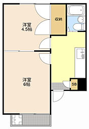 メロウレジデンス 2Kの間取図画像
