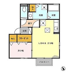 メモワールエル 1LDKの間取図画像