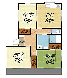 レジデンスコスギA 3DKの間取図画像