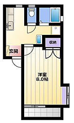 レイクヒルズ1 1Kの間取図画像