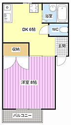 コーポアネシス 1DKの間取図画像