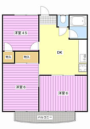 コーポちくま2 3DKの間取図画像