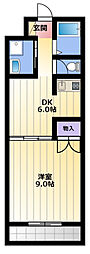 ガーデンプレイスヴィラB 1DKの間取図画像