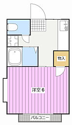 コーポスルガ台 1Kの間取図画像