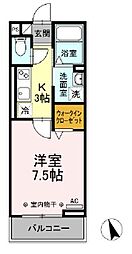 D-Hills山下 1Kの間取図画像