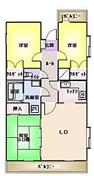 小倉広沢マンション 3LDKの間取図画像
