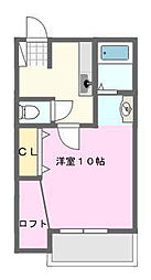 ドミールK1 1Kの間取図画像