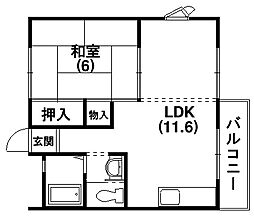 カプチーノSHUN 1LDKの間取図画像