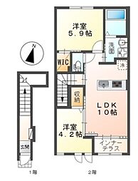 浜松市浜名区中瀬アパート 2LDKの間取図画像