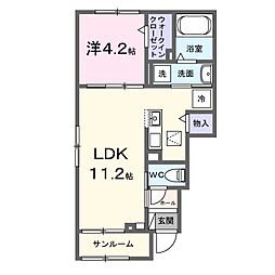 シャン・ド・フルール 1LDKの間取図画像
