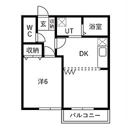 ガーデンヒルズ宮前 1LDKの間取図画像
