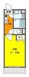 カモミールガーデン 1Kの間取図画像