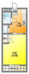 アルザス 1DKの間取図画像
