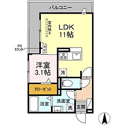 D-Hills野口 1LDKの間取図画像