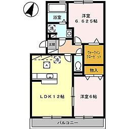 ロイヤルガーデン染地台A 2LDKの間取図画像