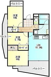 中央ハイツ海老塚 3LDKの間取図画像