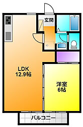 プロスパー 1LDKの間取図画像