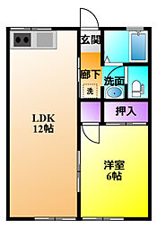 セントポーリア葵B 1LDKの間取図画像