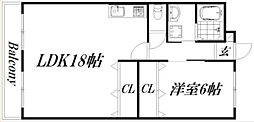 丸竹マンション 1LDKの間取図画像