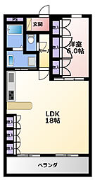クレール浜松2 1LDKの間取図画像