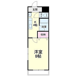 エスポワール 1Kの間取図画像
