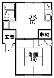 エスクードSHUN-S 1DKの間取図画像