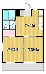 コーポ下石田3 2DKの間取図画像
