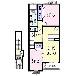 ラフェーリア 2DKの間取図画像