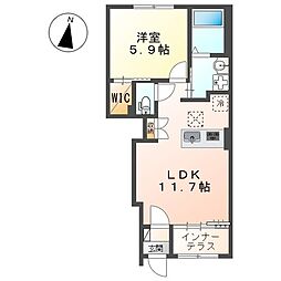 浜松市浜名区中瀬アパート 1LDKの間取図画像
