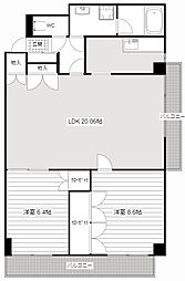 上浅田レジデンス 2LDKの間取図画像