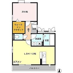 ヴィラ・ラフィーネ 1LDKの間取図画像