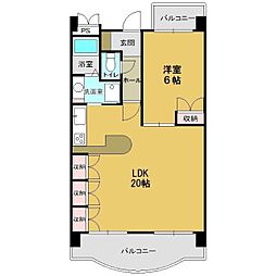 クレール浜松2 1LDKの間取図画像