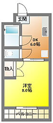 マンションサンフラワー1 1DKの間取図画像