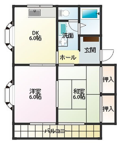 ドエル富塚A 202｜静岡県浜松市中央区富塚町(賃貸アパート2DK・2階・42.48㎡)の写真 その2