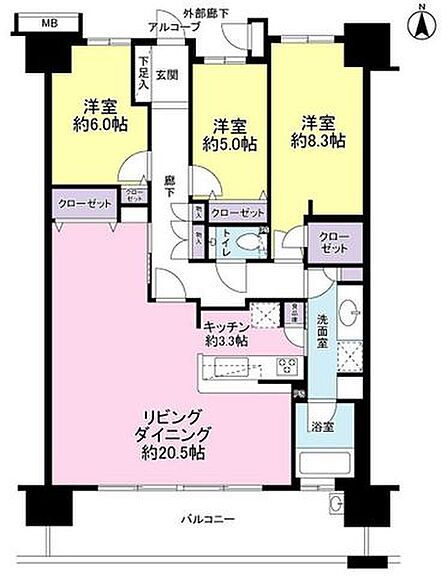 3LDK 間取り