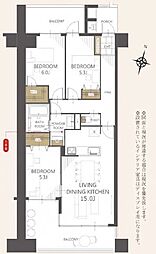 ヴェルデゾーナ新八柱 3LDKの間取図画像