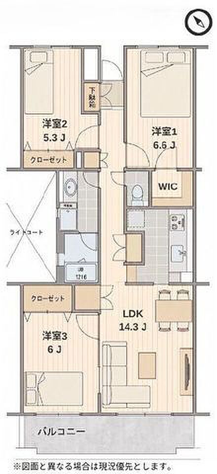 全居室収納+WIC付きでスッキリ暮らせるフルリノベ3LDK。家事動線も良好です。