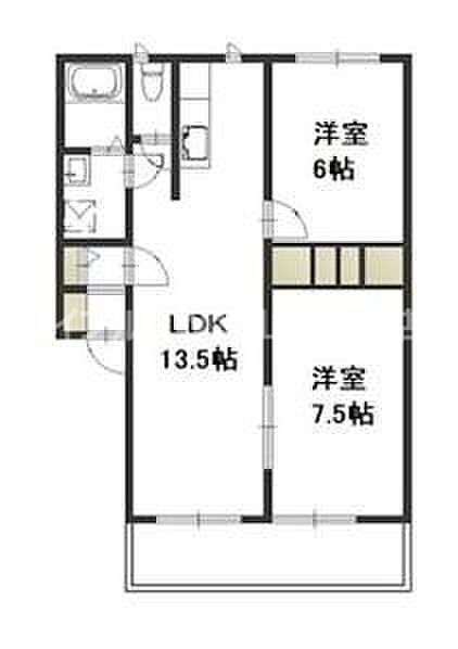 イーグレット5 ｜岡山県岡山市北区西崎2丁目(賃貸アパート2LDK・1階・57.13㎡)の写真 その2