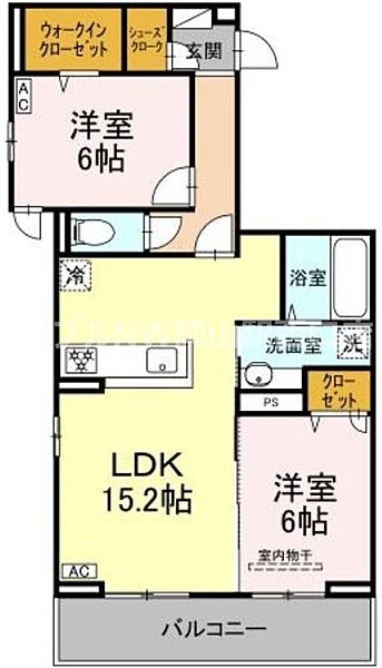 アルモ　ギオーネ ｜岡山県岡山市北区平田(賃貸アパート2LDK・2階・65.60㎡)の写真 その2