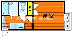 ウッディバード 1階1Kの間取り